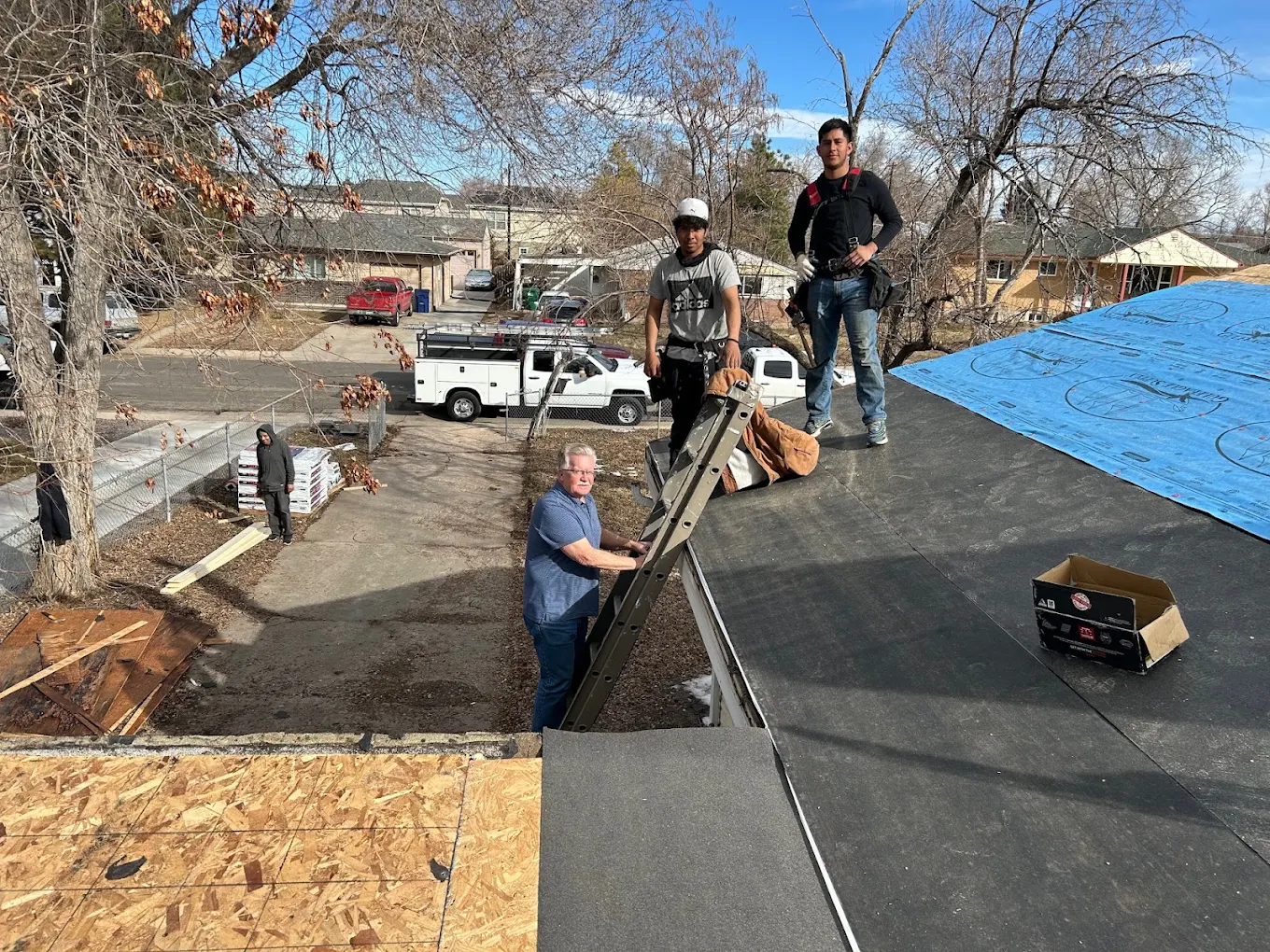 Doug Marshall and the DLMRF crew working on a roof replacement in Littleton, Colorado